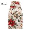 Holiday Table Linen Christmas Flower Runner, Holly Berries Dining Decor, Poinsettia Gingerbread Gift for Friends Man Festive Runner Party Decor Indoor