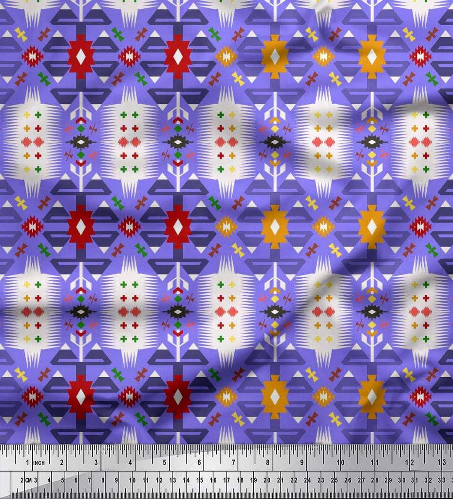 Soimoi Japonská krepová saténová látka Geometrický jihozápadní potisk Šicí látka metr 42 palců