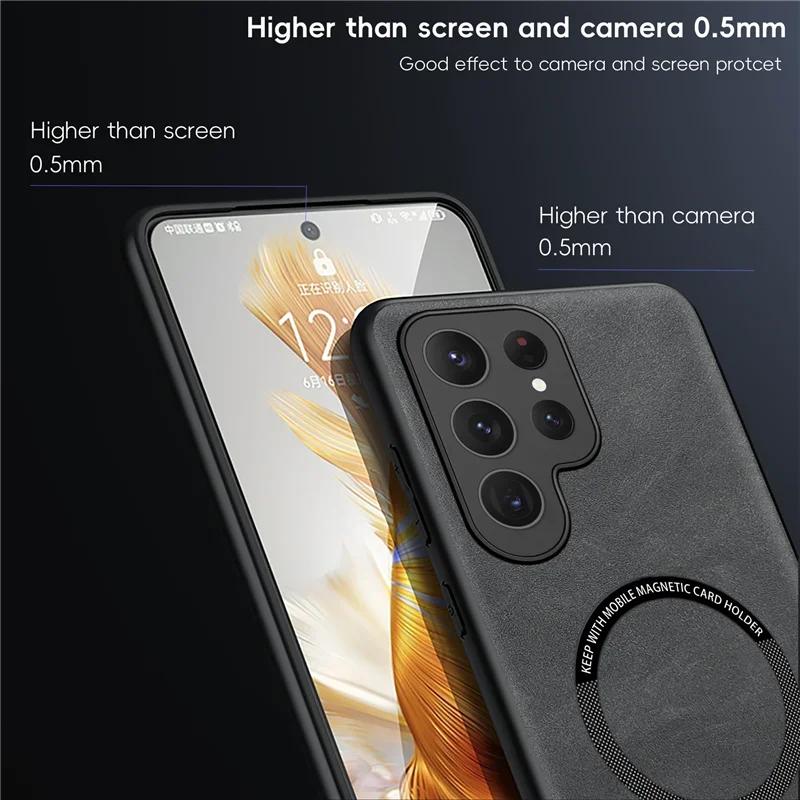 Magnetische Leder Handyhülle Für Samsung S24 S25 Ultra S23 FE S22 S21 S20 5G Note 20 Ultra 10 Plus Kabelloses Ladecover