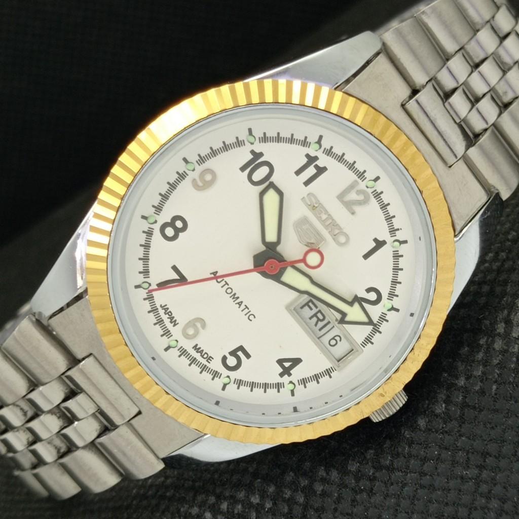 USED SEIKO 5 AUTOMATIC JAPAN MENS RARE GOLDEN MOVEMENT WATCH 575b-a305060-9 SKU575b-a305060