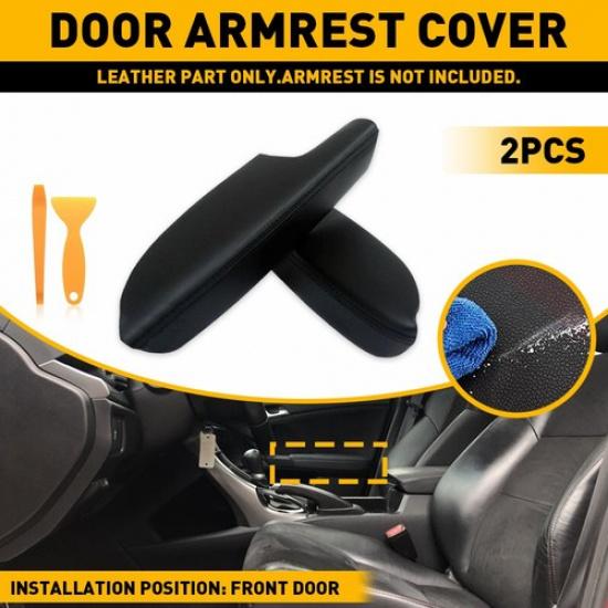 Fits 2009-2014 Acura TSX Leather Front Door Panels Armrest Cover 2pcs Black New