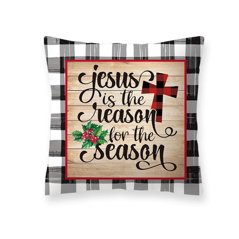 

Christmas and New Year Atmosphere Plaid Print Pillowcase Sofa Office Bedroom Pillow Cushion Head Back Cushion 45*45cm
