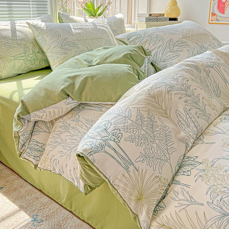 HOMZY Washed Cotton Double Yarn Single Quilt Cover Simple Wind Ins Wind Small Floral Korean Version Duvet Skin Friendly Bedding