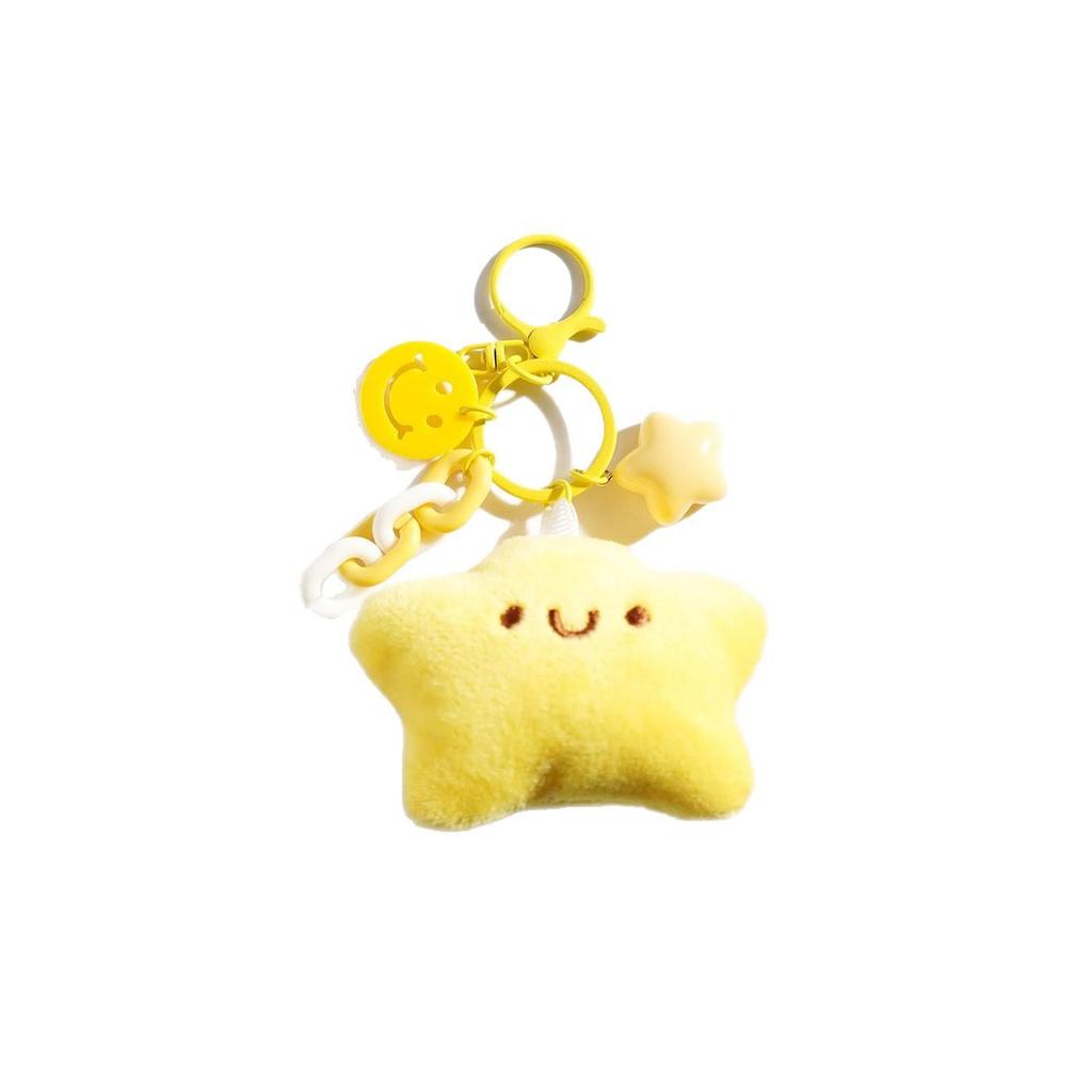 Yellow Cartoon Star Plush Keychain: Cute Gift for Couples & Friends