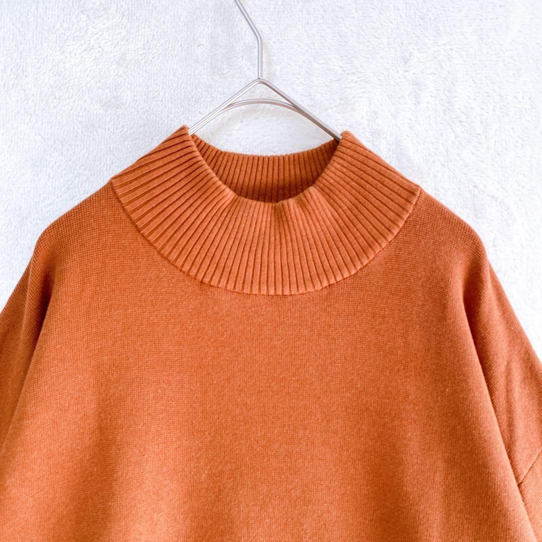 MOUSSY/knit sweater/F/high neck loose brown