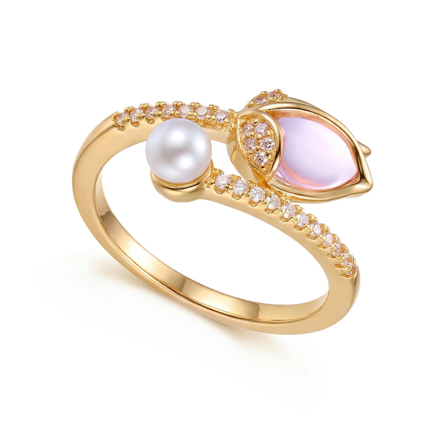 

Elegant Tulip Flower Imitation Pearl Rings for Women Light Luxury Inlaid Cubic Zirconia Finger Ring Wedding Party Charm Zircon 6