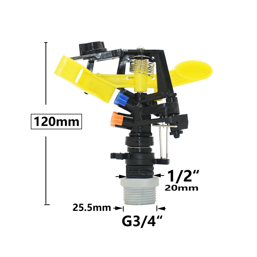 

360 Degree Rotating Jet Sprinklers Double Outlet Rocker Nozzles 3/4 Male Female Thread Garden Agriculture Irrigation Sprinklers