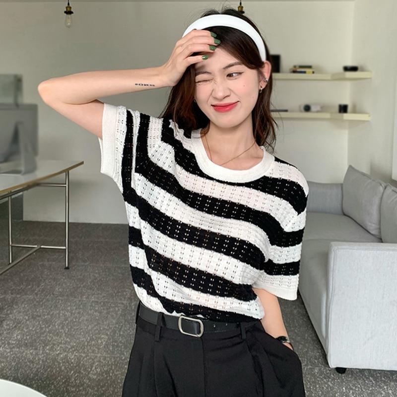 

Женская футболка Короткий трикотажный топ с короткими рукавами One Size