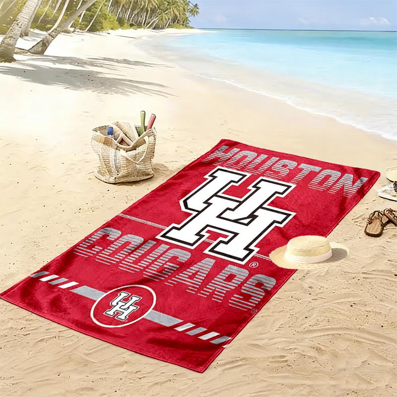 Houston Cougars Print Beach Towel, Large Soft Quick Dry Towel for Beach Camping Swimming
