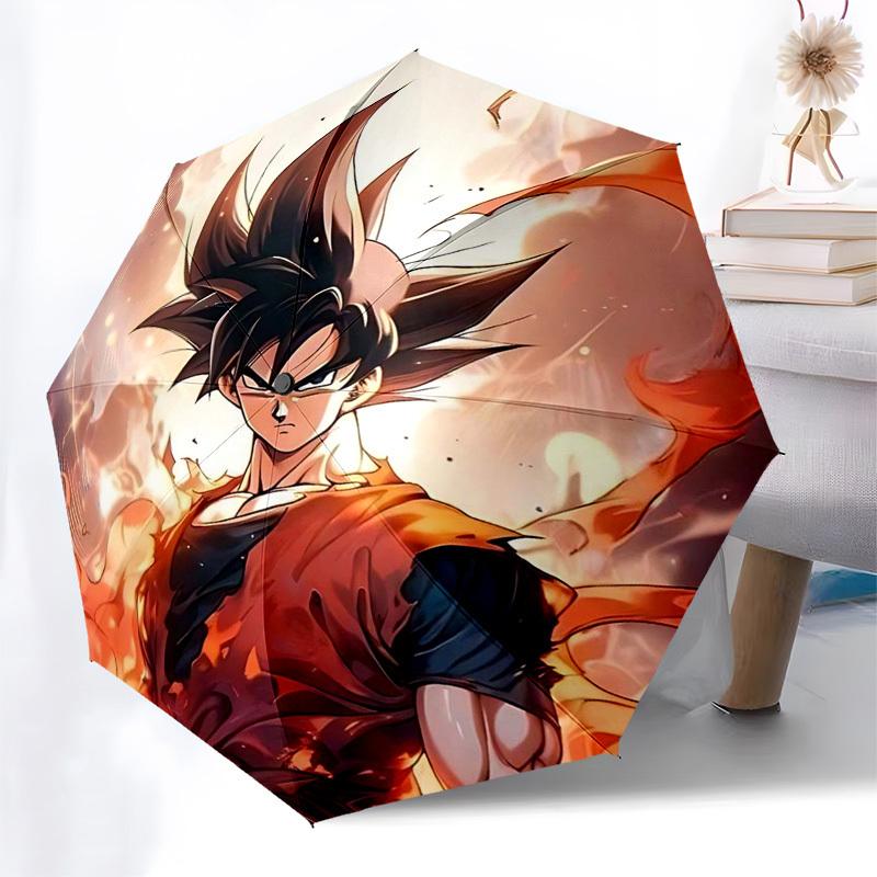 

1pc Dragon Ball Z Goku Automatic Opening Folding Umbrella with 8-Bone Iron Frame - Portable Outdoor for Fans, Travelers, Daily Use, and Festive Gifts.