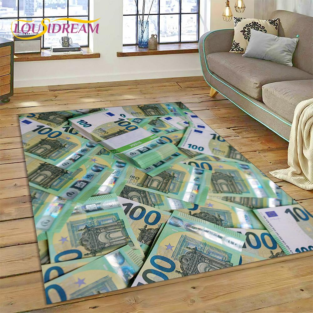 Teppich mit Dollar-, Euro- und Pfund-Motiv, Cartoon-Motiv, für Zuhause, Wohnzimmer, Schlafzimmer, Sofa, Fußmatte, Dekor, rutschfeste Bodenmatte für Kinder