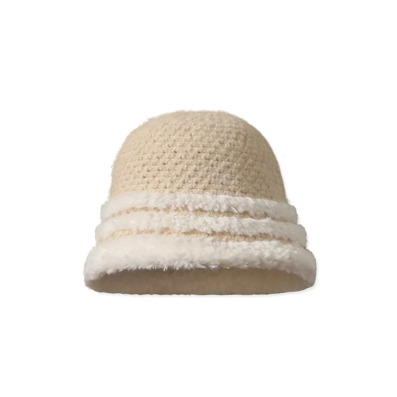 Autumn and Winter Thick Warm Bucket Hat Retro Versatile Face Small Bucket Hat Big Brim Plush Around the Basin Hat