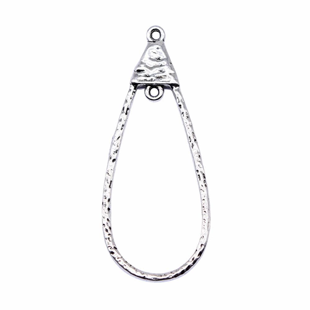 Irregular Oval Frame Connectors Moon Hammered Texture Links For Earring Making