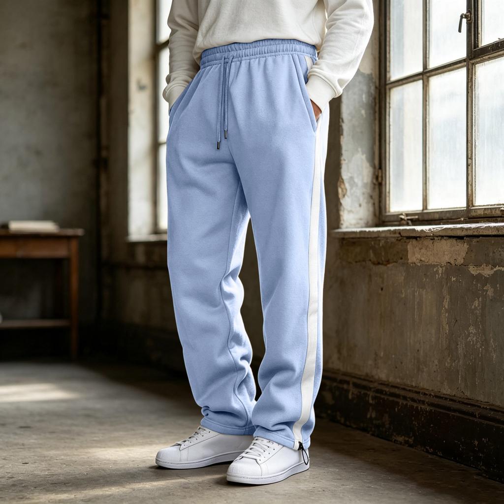 Pantaloni della tuta da uomo a blocchi di colore con striscia laterale, pantaloni a gamba dritta con elastico in vita per abbigliamento casual e sportivo