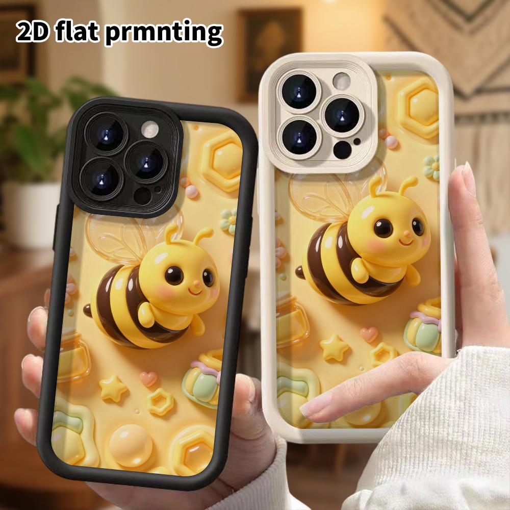 Phone Case: 2D Flat Design Suitable for iPhone 18 17 16 15 14 13 Pro Protective Case, Cartoon Little Bee, Perfect Christmas and Halloween Holiday Gift