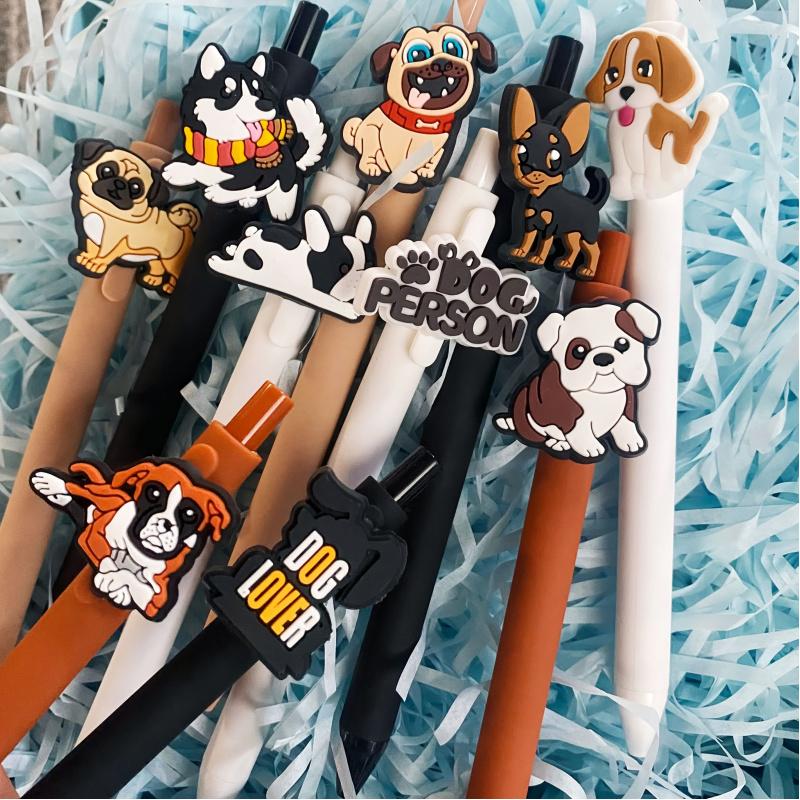 Set di 8 Penne Gel Cane Carino / Set di Scrittura Retrattile con Inchiostro Nero per Amanti dei Cani / Tecnici Veterinari / Studenti / Cancelleria per Ufficio / Penne Animali / Essenziali per il Lavoro