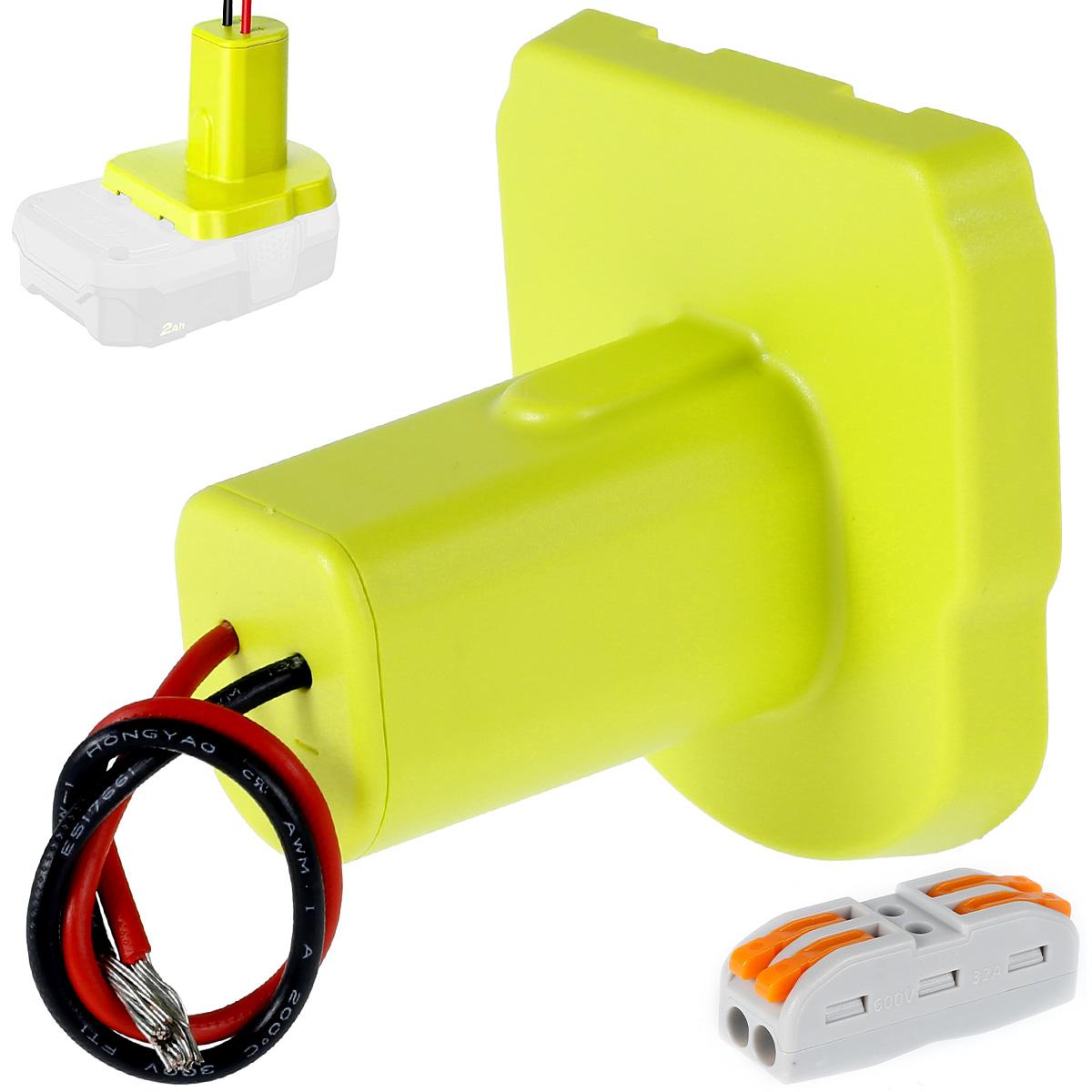 

Ryobi Lithium Ion Battery 18V Power Wheels Adapter Tool Battery Adapter Portable Insulated Battery Connector for Work Lamp Toy зелёный