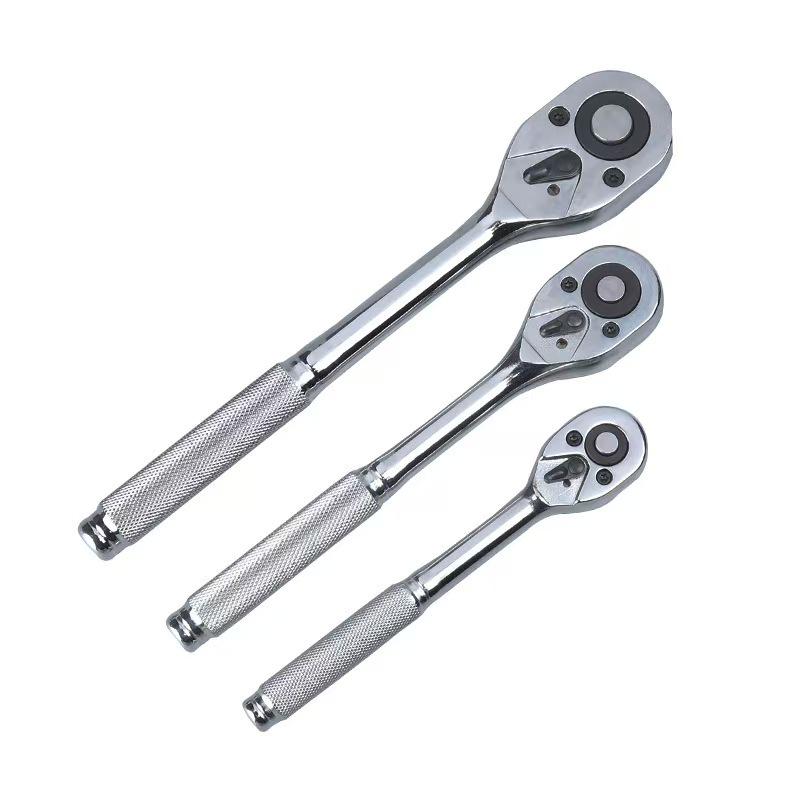Verchromter Ratschenschlüssel-Satz: 24 & 72 Zähne, Enthält kleine, mittlere und große Fliegenschlüssel