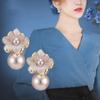 925 Silver Needle Korean Fashion Crystal Flower Earrings For Women Jewelry Trending Luxury Women's French Pearl Earrings