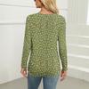 Damenmode Lässig Bedruckt Reißverschluss V-Ausschnitt Langarm Shirt Tops