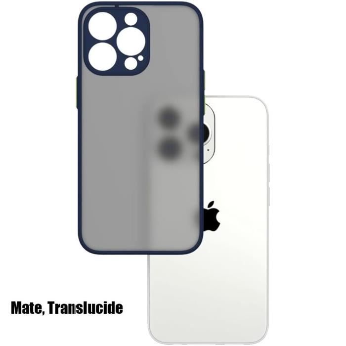 Coque de protection - BOOLING - iPhone 14 Pro - Silicone ultra fine - Bleu marine - 2 verres trempés