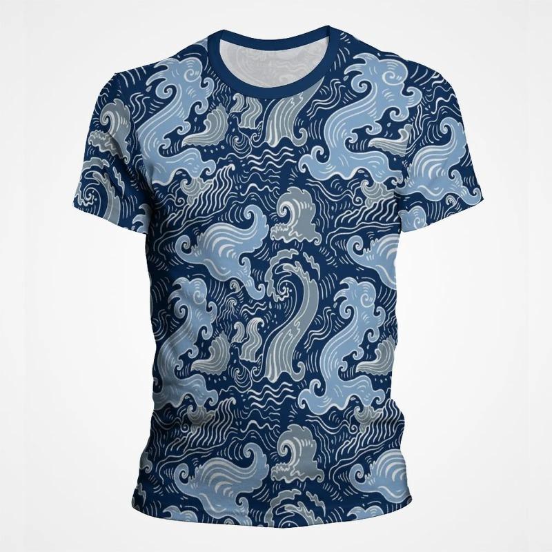 

Water Ripples Waves 3D Printed T Shirt For Men Fashion Vacation Surfing Sport Streetwear Casual Funny Tee Tops S