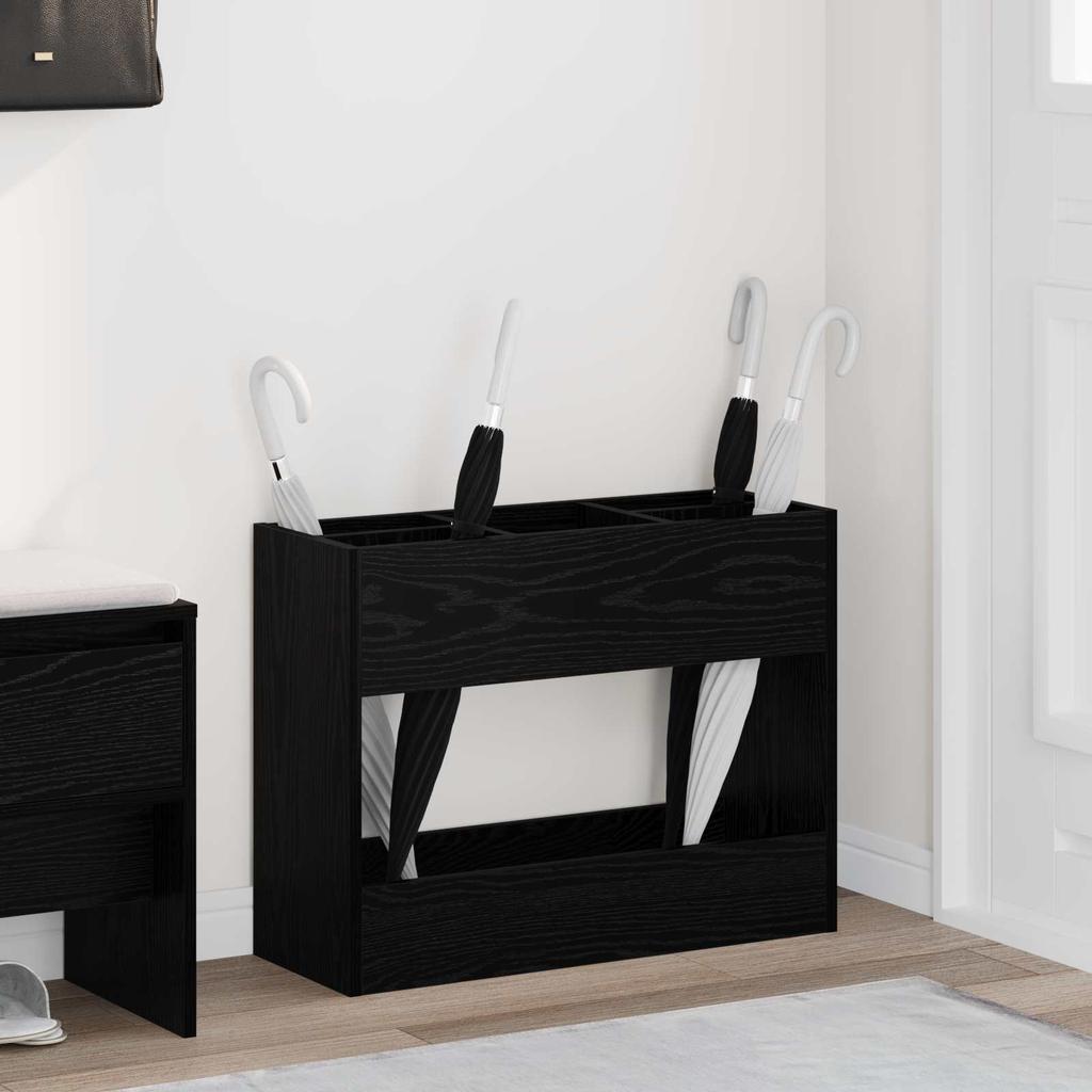 Umbrella Stand Black Oak Look 65 x 24 x 50 cm