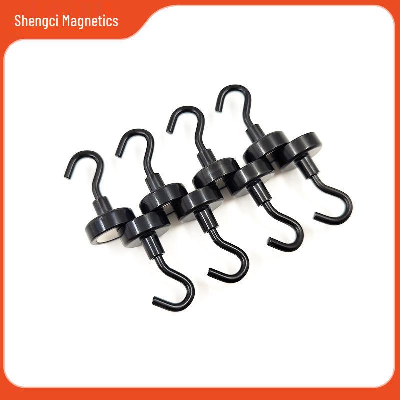 Black Strong Magnetic Hooks for Refrigerator and Door - No Drill Required