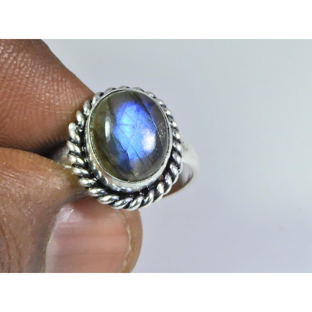 

Natural Blue Labradorite Gemstone 925 Solid Sterling Silver Ring Size US-7 PG-143