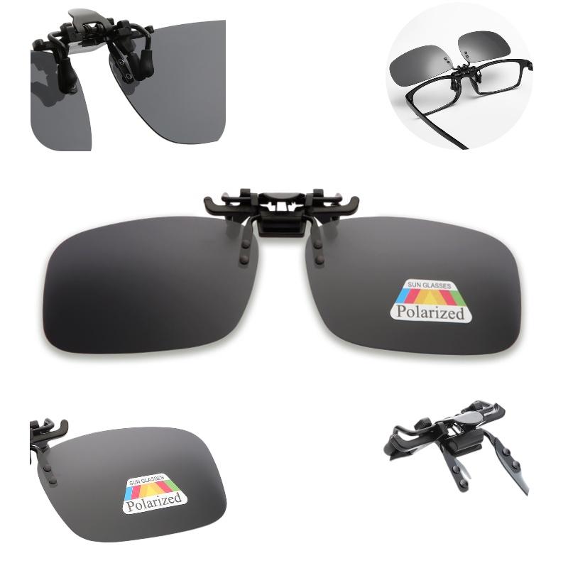 On Clip Polarised Sunglasses Flip Up Square Lens Sun Protection Fishing Cycling