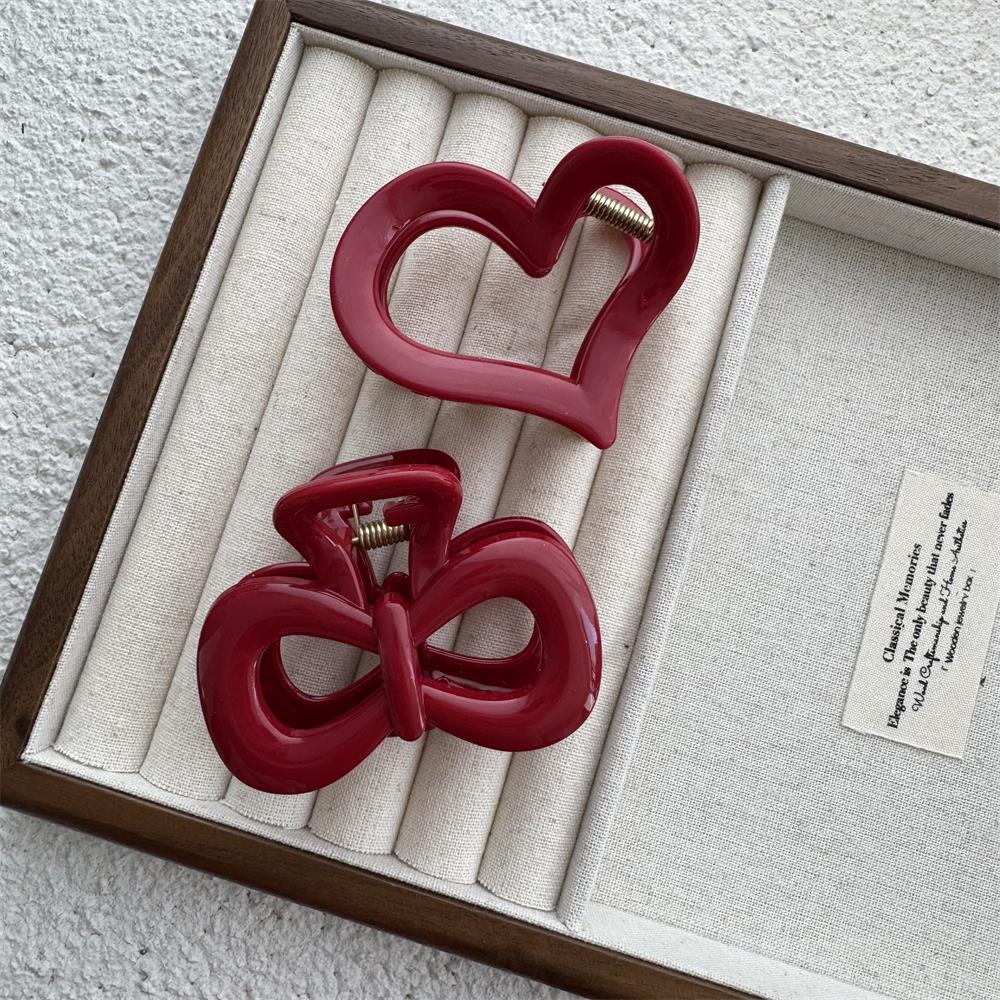 New Year Red Collection: Large Gold Logo Hair Claw—Back of Head Shark Clip Accessory