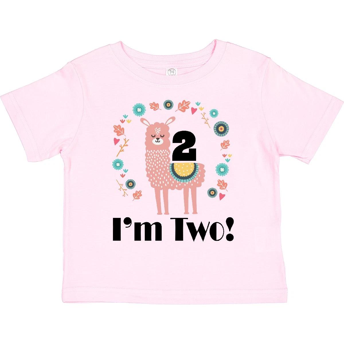 

Inktastic 2nd Birthday Llama For Girl Toddler kids boys T-Shirt Two Year Childs Cute Child 100
