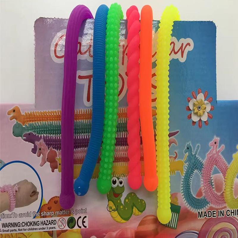 5PCS Textured Stretchy Strings Jumbo Fidget Noodles Toys Squeeze Release Anxiety Kids ADHD Autism Sensory Products Party Favors
