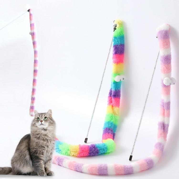 Cat Toy Teaser Wand with Bell Plush Toy Gift for Kitten Playing Exercising