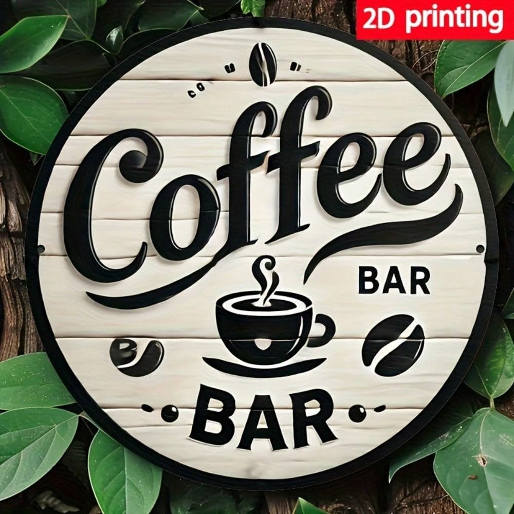 

Metal Wall Art Retro Coffee Cup Beans Tin Sign 20x20 cm Kitchen Decor