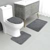 3PCS Solid Color Simple Bathroom Water-absorbing and Non-slip Floor Mat Stone Pattern, Comfortable and Soft, Three-piece Set