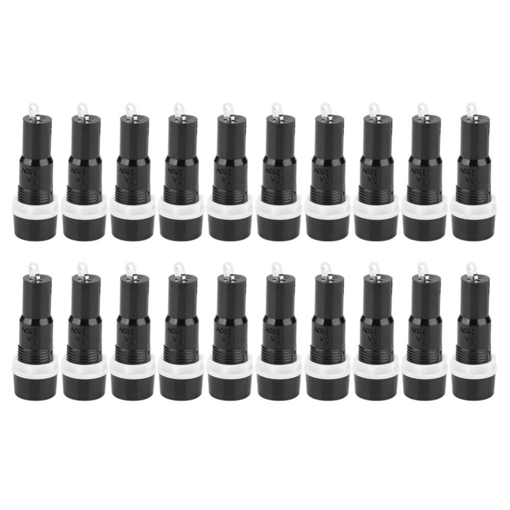 

20PCS Black Color Fuseing Holder 5x20mm Size 250V 10A Fuseing Protection Enclosure MF-527 Fuseing Casing