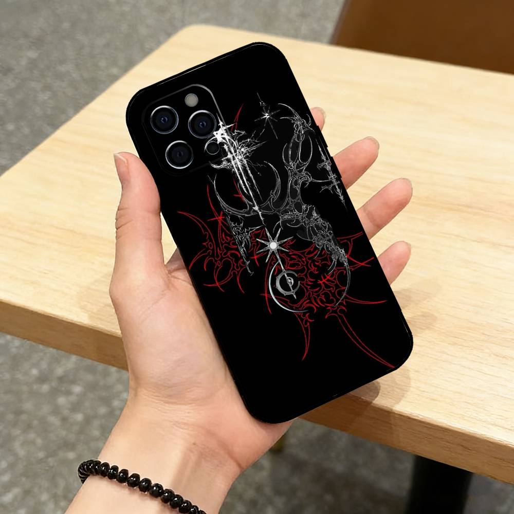 C-Cyber Sigil Cross Phone Case For iPhone 17,16,15,14,13,12,11 Plus,Pro Max,XS,Soft Silicone Black Cover