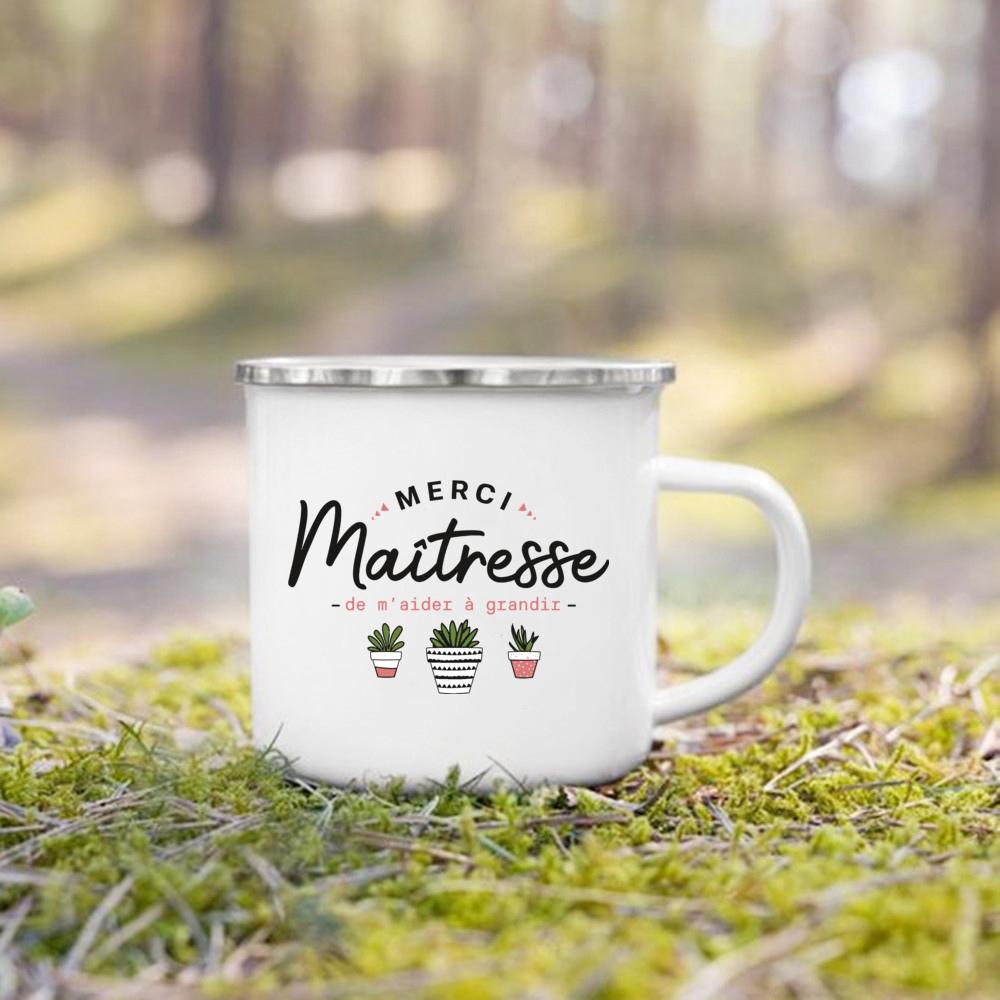 French Print Mugs Creative Coffee Cups Drinks Water Enamel Cup School Handle Drinkware Gifts for Maitresse/Maitre/Atsem/Aesh/Avs