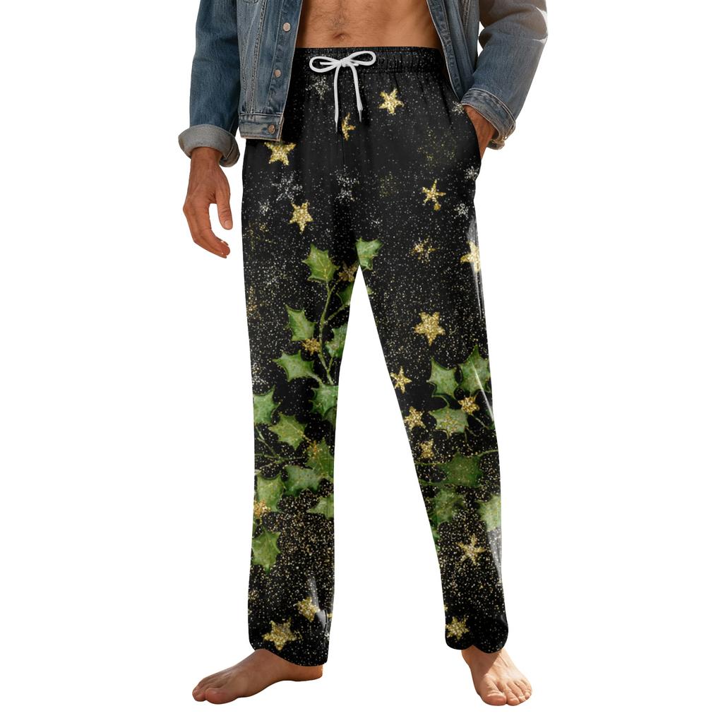 Pánské domácí měkké pyžamové kalhoty se stahovací šňůrkou s kapsami Sportovní kalhoty pro volný čas
