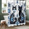 Cartoon Lovely Cat Pattern Bathing Curtain  Bathroom Letters Shower Curtain Waterproof With 12 Hooks Fishes Home Deco Free Ship
