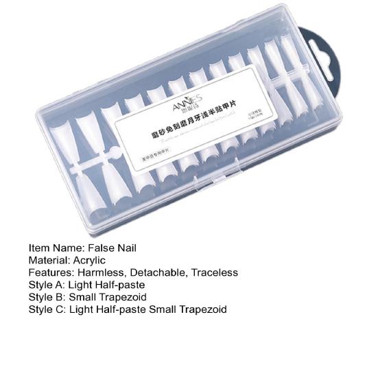 240Pcs/Box Fake Ultra-thin No Trimmable Carving Grinding Nail Traceless DIY Frosted Small Trapezoid Half-paste Extend