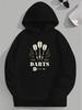 DARTS Plus Size Graphic Hoodie - Black Relaxed Fit Casual Pullover with Darts & Arrows Geometric Print