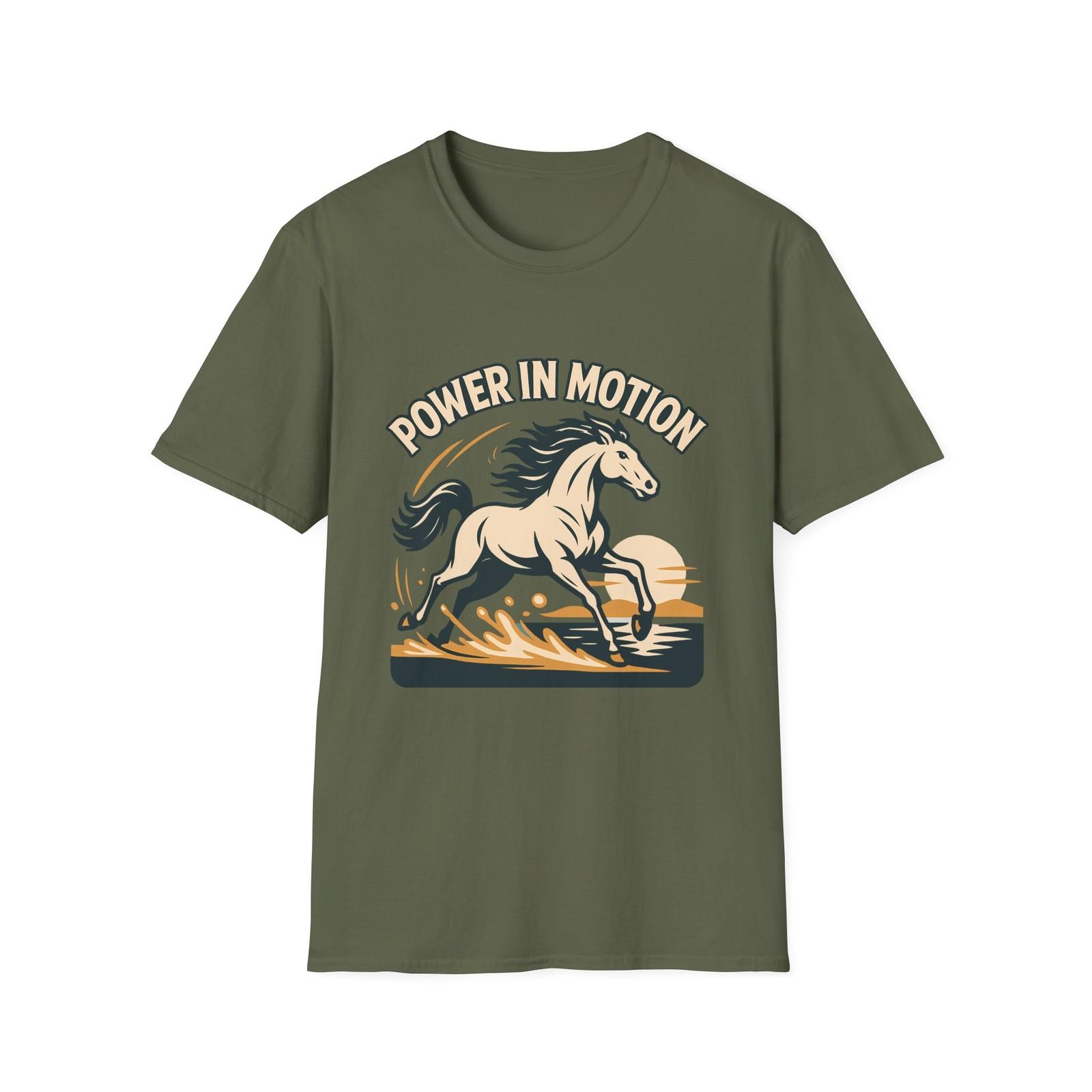 Unisex Softstyle T-Shirt Mens Womens Tees Top White Horse Galloping Sunrise Power Motion Graphic L
