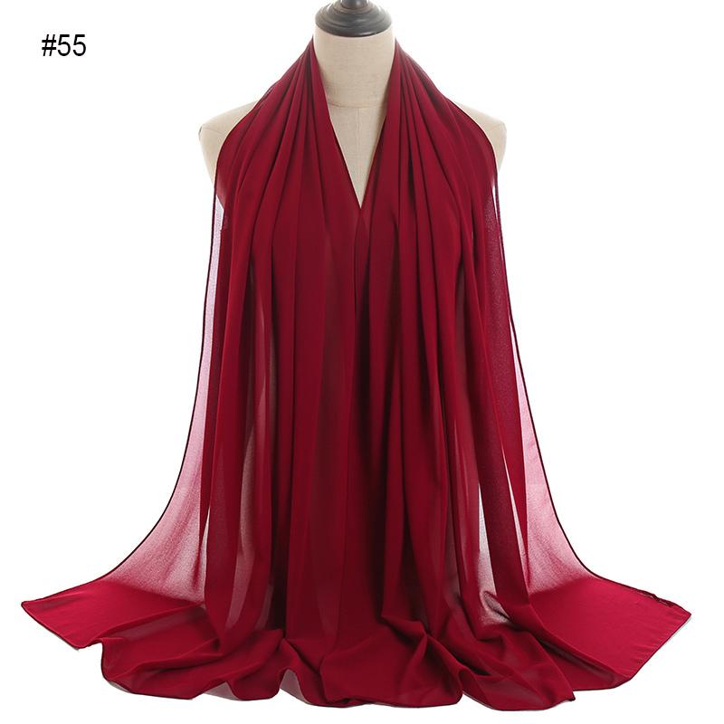 Good Stitching Muslim Chiffon Hijabs for Women Solid Chiffon Shawl Scarf Head Wraps Foulard Femme Hijab Scarves Muslim Turban