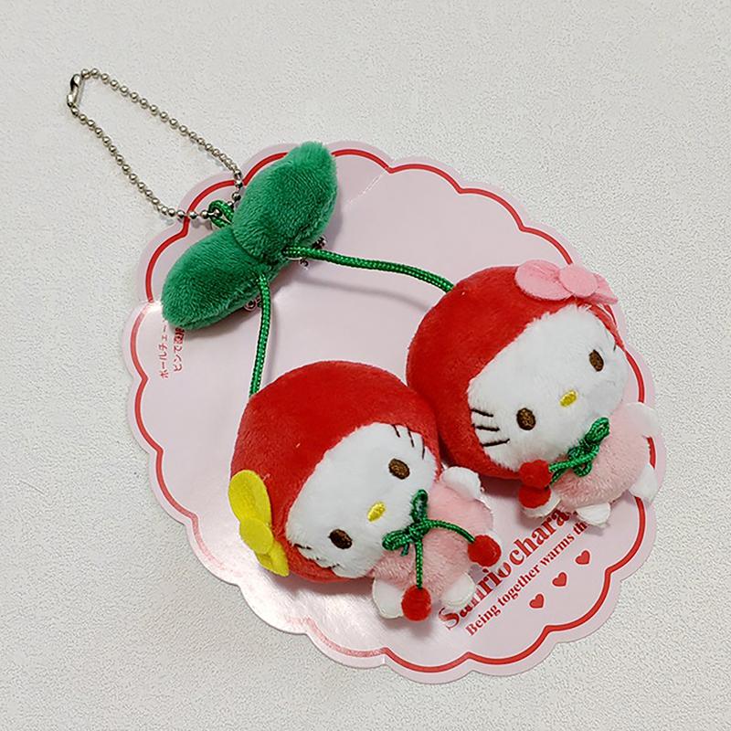 Sanrio Kuromi Pom Pom Purin Hello Kitty Cherry Plush Doll Keychain Ornaments Kawaii Plushie Soft Stuffed Schoolbag Pendant Gifts