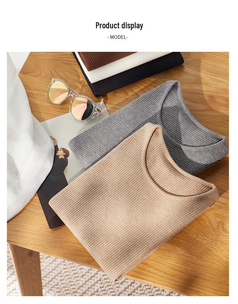 Women's Ribbed Knit Crew Neck Long Sleeve Top - Slimming & Versatile