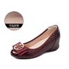 2025 Spring and Autumn New Slope Heel Thick Sole Inner Height Increase Women's Shoes Shallow Mouth Patent Leather Single Shoes Women's Soft Sole Heig