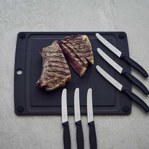 VICTORINOX Cutting Board, Dishwasher Safe, Heat Resistant, Camping, Rubber Wood, Made in the USA, Epicurean All-in-One Series, XL, Black, 7.4127.3