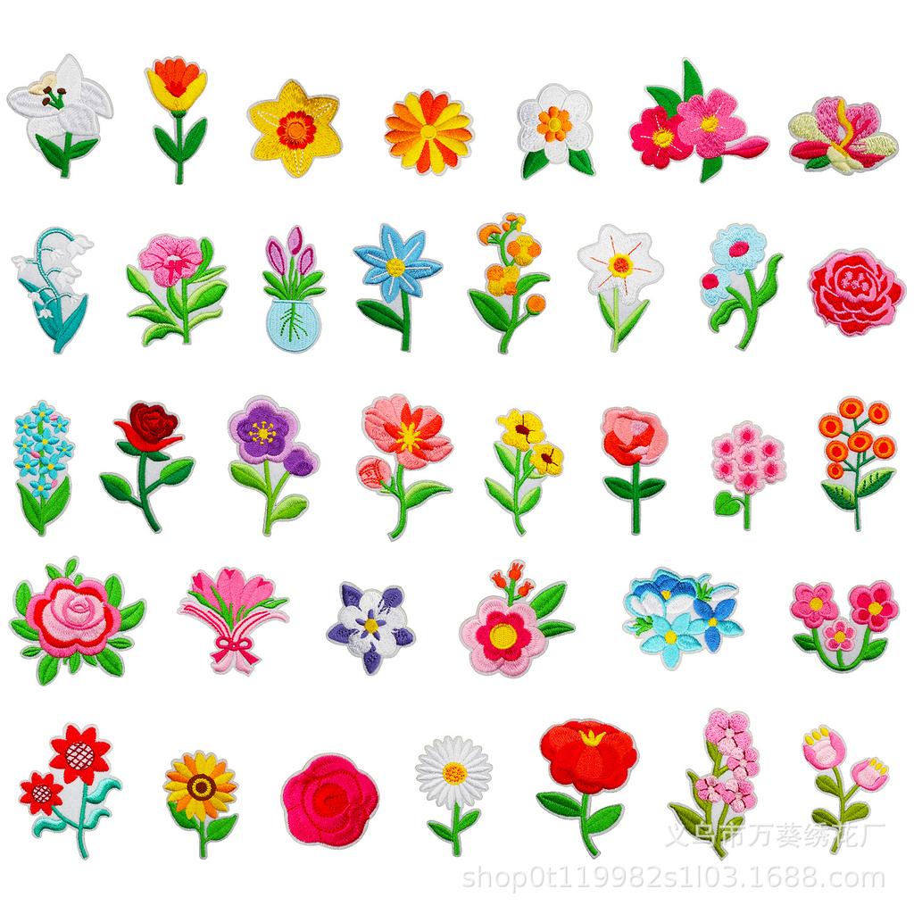 Small Daisy Embroidery Cloth Sticker Cartoon Peony Flower Bag Decoration Computer Embroidery Beautiful Small Red Flower Patch Ironing